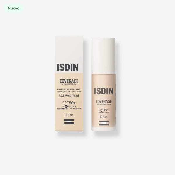 ISDIN Coverage SPF 50+ 1.0 Pearl 30 g | Maquillaje con alta protección solar y efecto antiedad