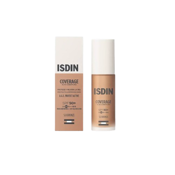 ISDIN Coverage SPF 50+ 5.0 Bronze 30 g | Maquillaje con...